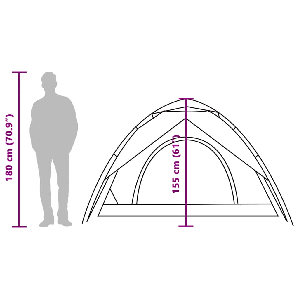 Koepeltent 5-persoons snelontgrendeling verduisterende stof wit