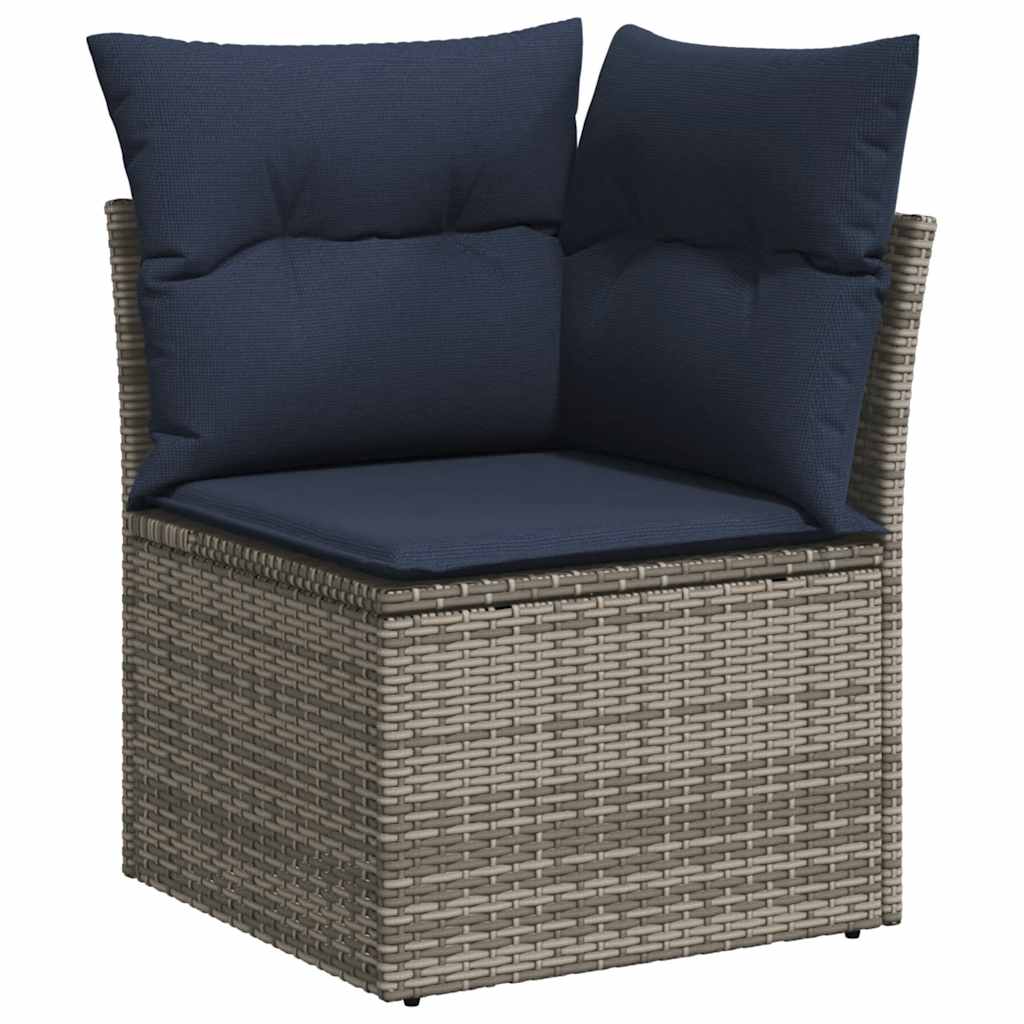 5-delige Loungeset met kussens poly rattan grijs