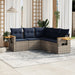 5-delige Loungeset met kussens poly rattan grijs
