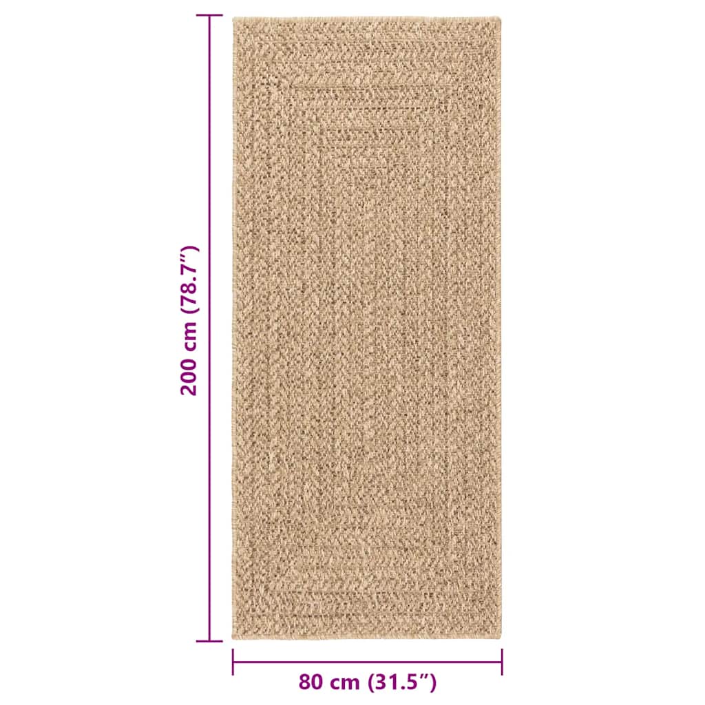 Vloerkleed ZIZUR binnen en buiten 80x200 cm jute look