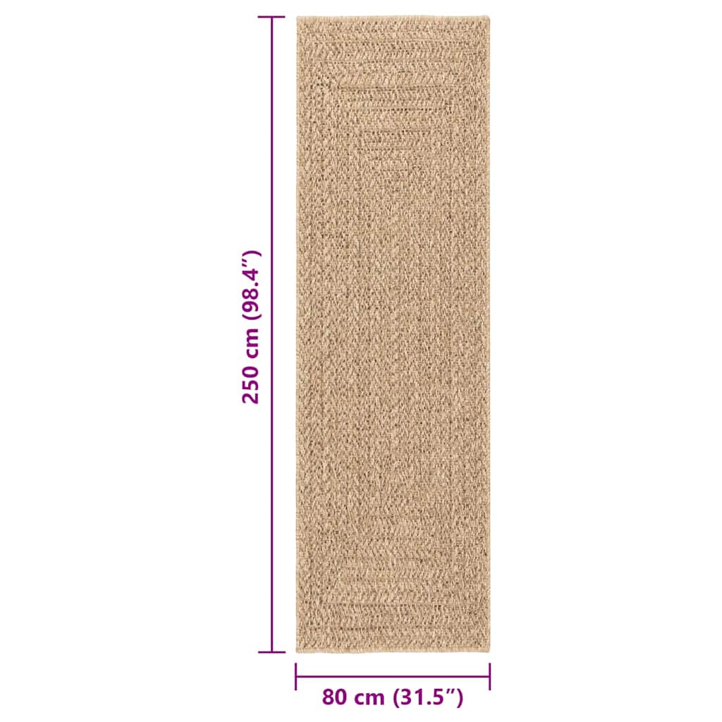 Vloerkleed ZIZUR binnen en buiten 80x250 cm jute look