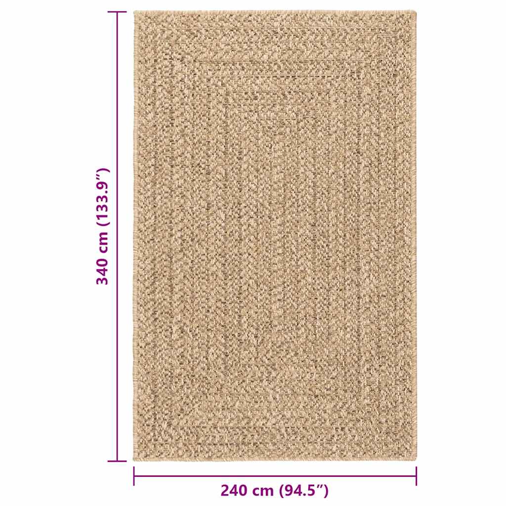 Vloerkleed ZIZUR binnen en buiten 240x340 cm jute look
