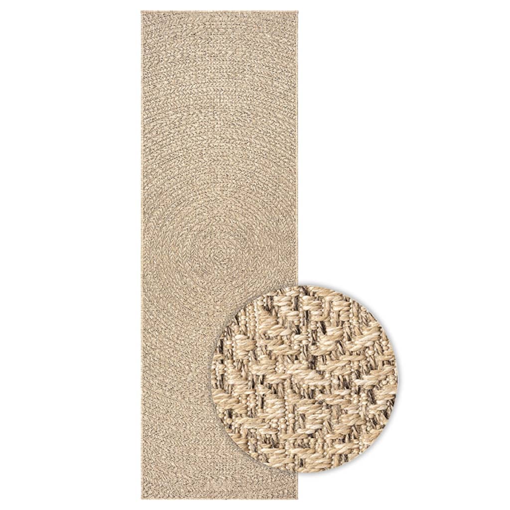 Vloerkleed ZIZUR binnen en buiten 80x200 cm jute look