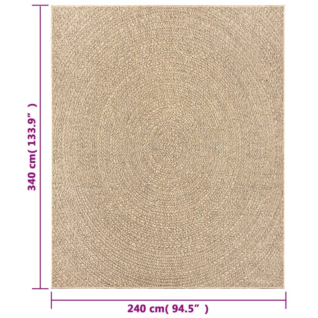 Vloerkleed ZIZUR binnen en buiten 240x340 cm jute look