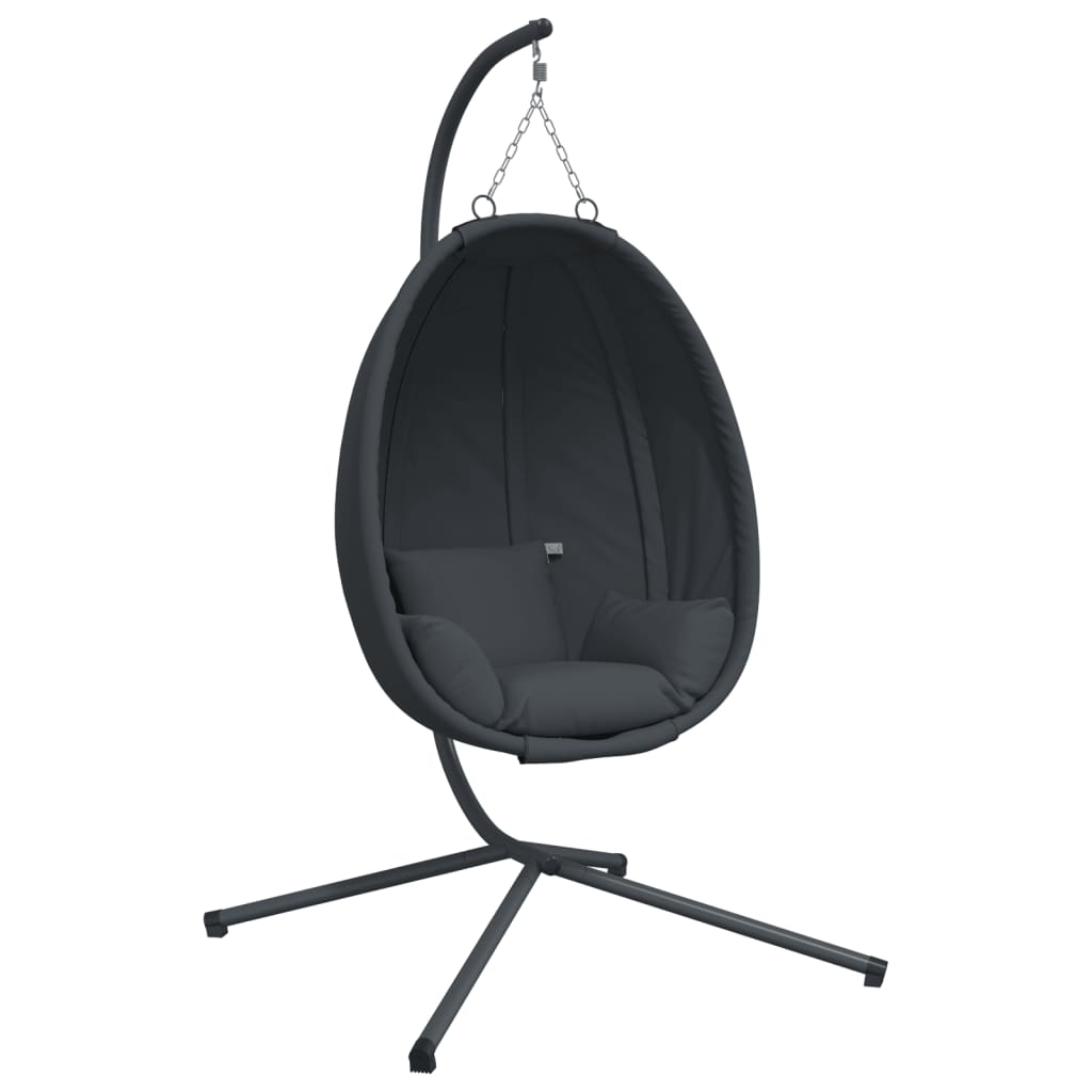 Hangende Egg Chair met standaard antraciet stof en staal