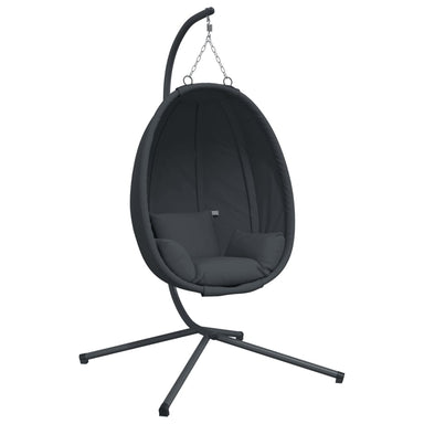 Hangende Egg Chair met standaard antraciet stof en staal
