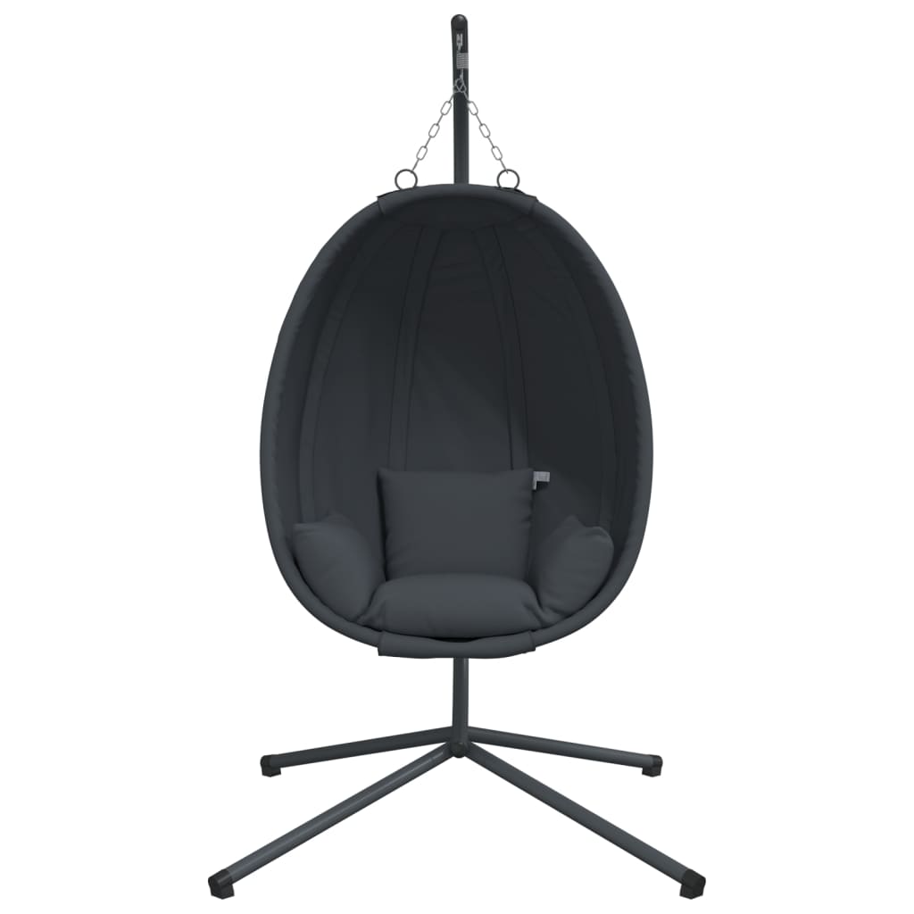 Hangende Egg Chair met standaard antraciet stof en staal