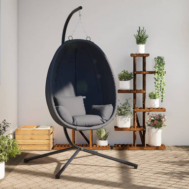 Hangende Egg Chair met standaard antraciet stof en staal