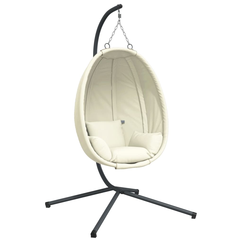 Hangstoel met standaard stof en staal beige
