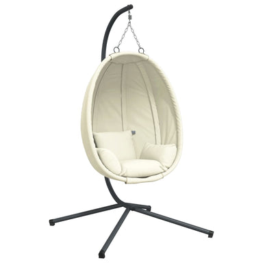 Hangstoel met standaard stof en staal beige