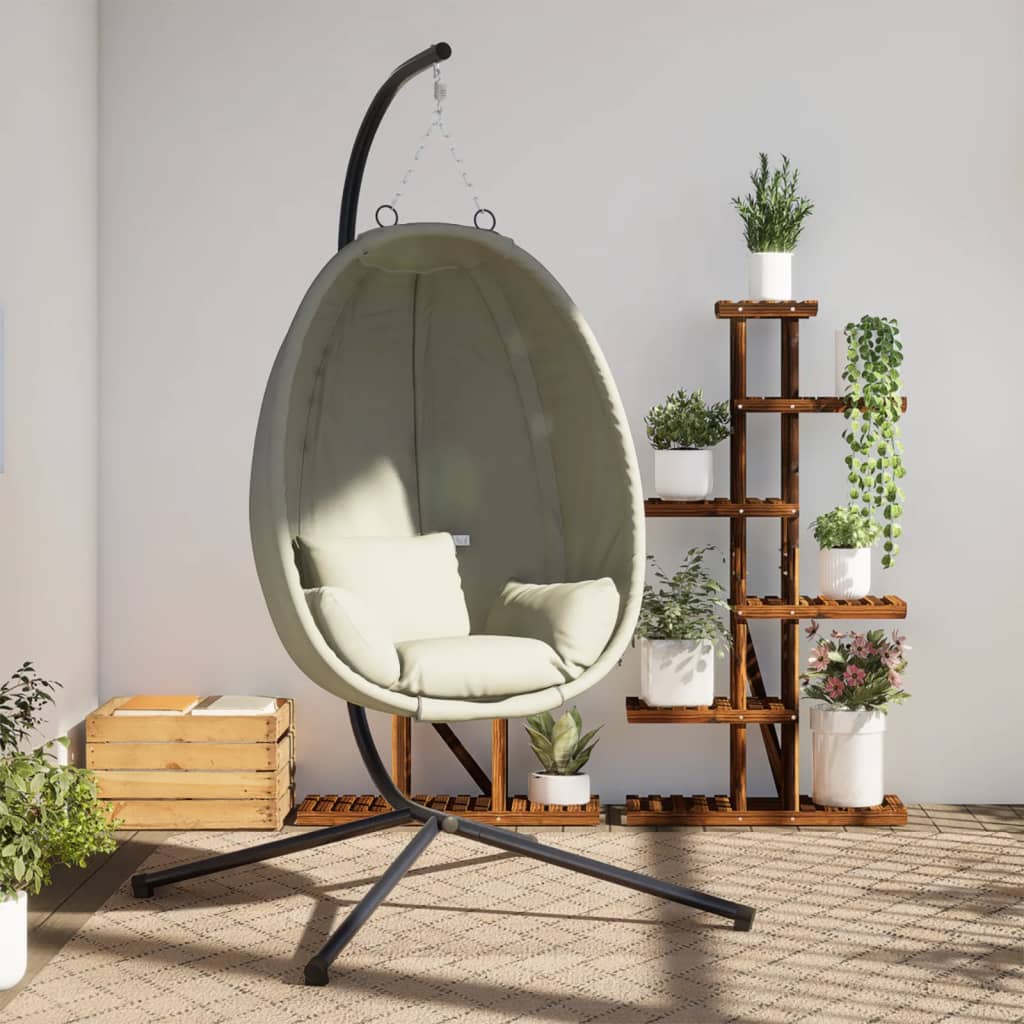 Hangstoel met standaard stof en staal beige