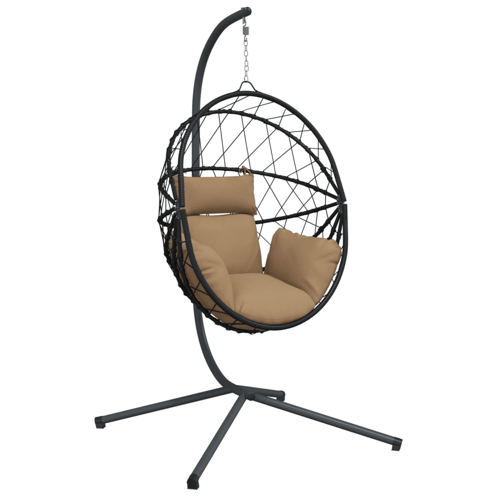 Hangstoel met standaard rattan en staal taupe