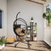 Hangstoel met standaard rattan en staal taupe