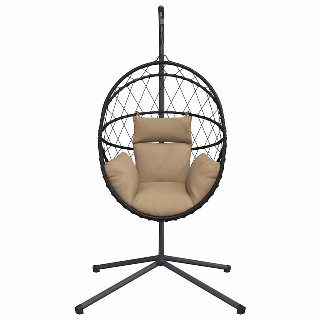 Hangstoel met standaard rattan en staal taupe