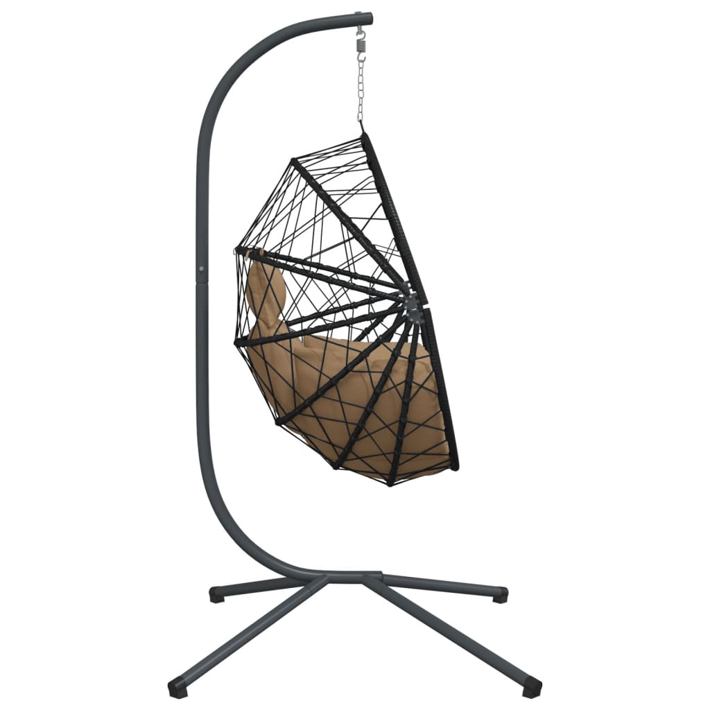 Hangstoel met standaard rattan en staal taupe