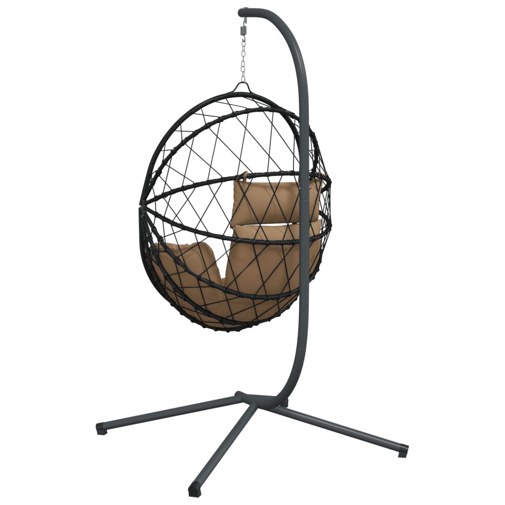 Hangstoel met standaard rattan en staal taupe