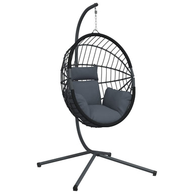 Hangstoel met standaard rattan en staal antracietkleurig