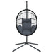 Hangstoel met standaard rattan en staal antracietkleurig