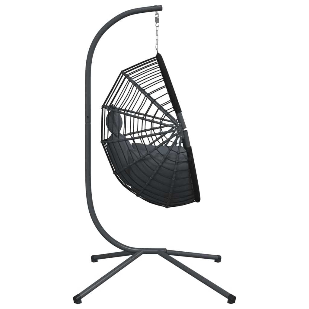 Hangstoel met standaard rattan en staal antracietkleurig