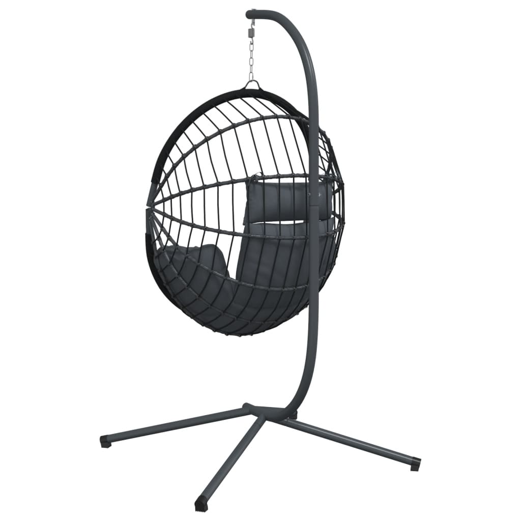Hangstoel met standaard rattan en staal antracietkleurig