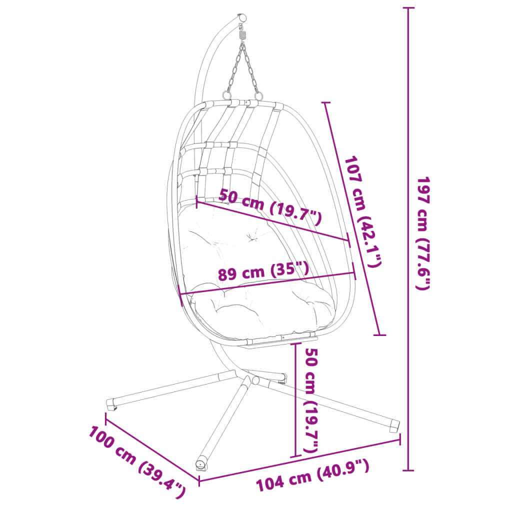 Hangende Egg Chair met standaard antraciet staal