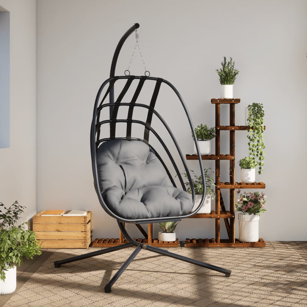 Hangende Egg Chair met standaard antraciet staal