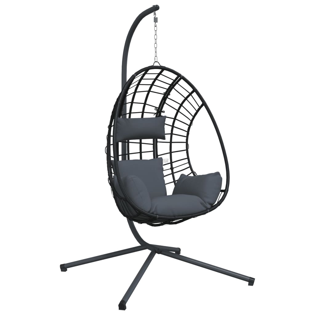 Hangstoel met standaard rattan en staal antracietkleurig