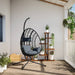 Hangstoel met standaard rattan en staal antracietkleurig