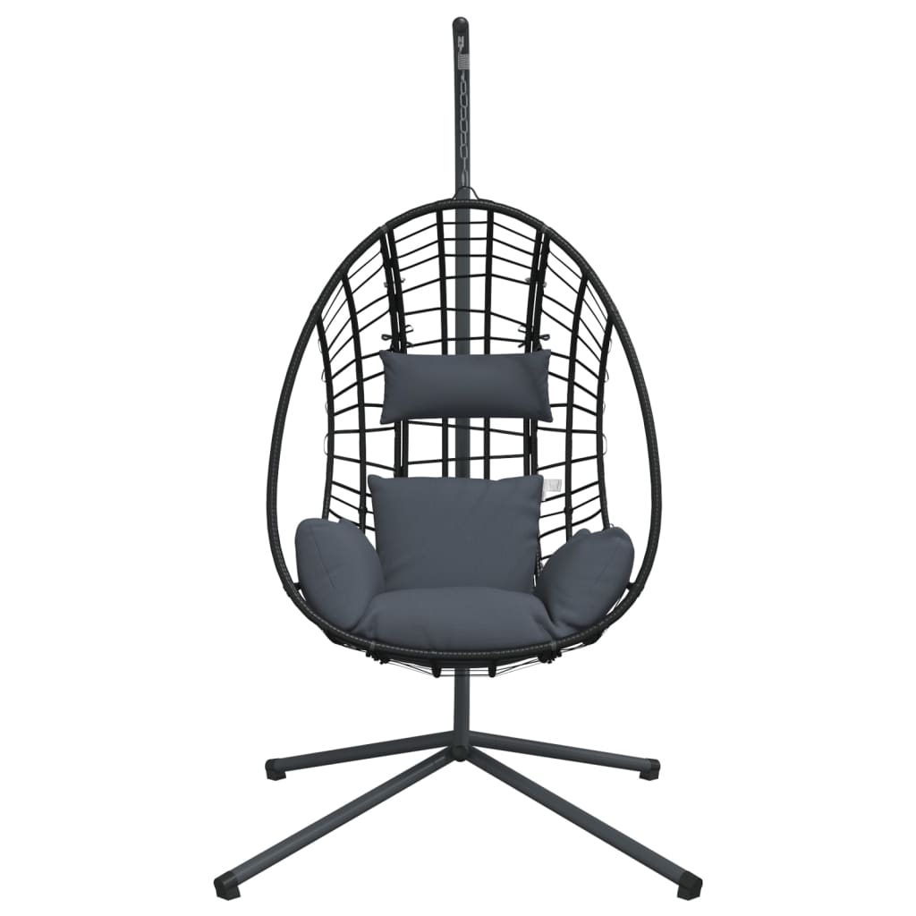 Hangstoel met standaard rattan en staal antracietkleurig