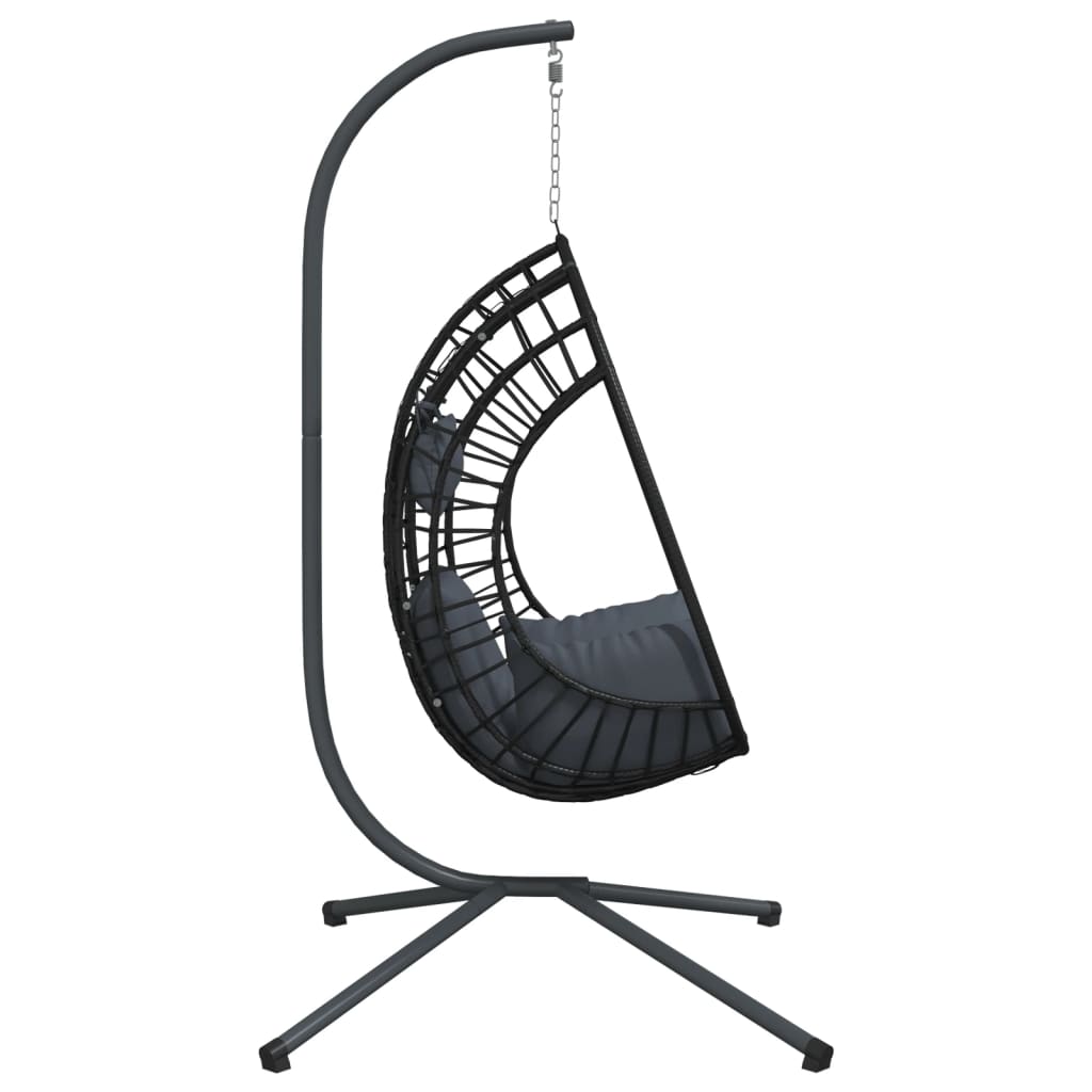 Hangstoel met standaard rattan en staal antracietkleurig
