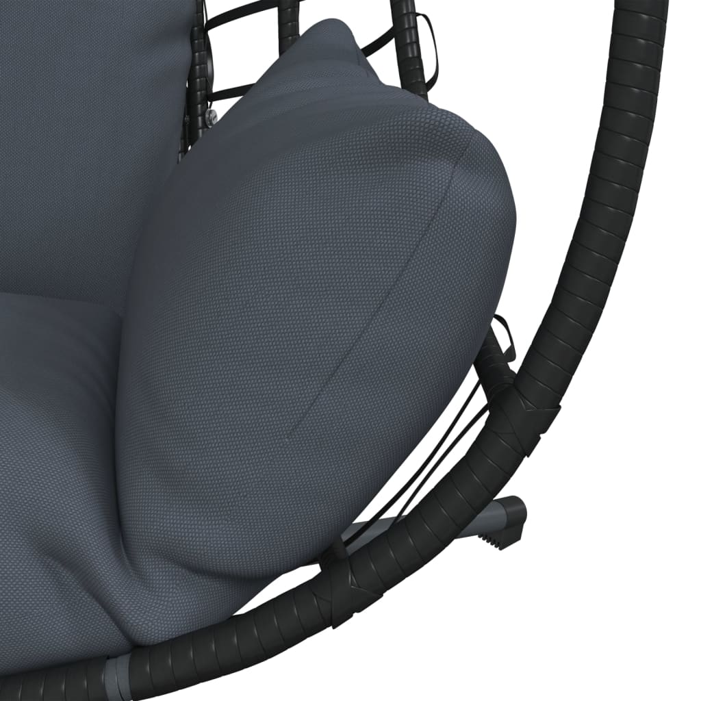 Hangstoel met standaard rattan en staal antracietkleurig