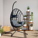 Hangstoel met standaard rattan en staal antracietkleurig