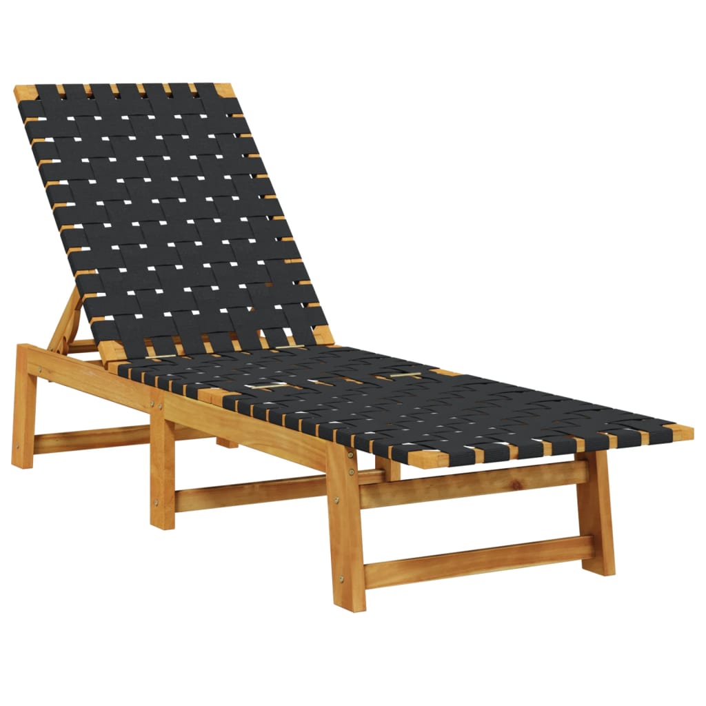 Ligbedden 2 st met tafel massief acaciahout zwart