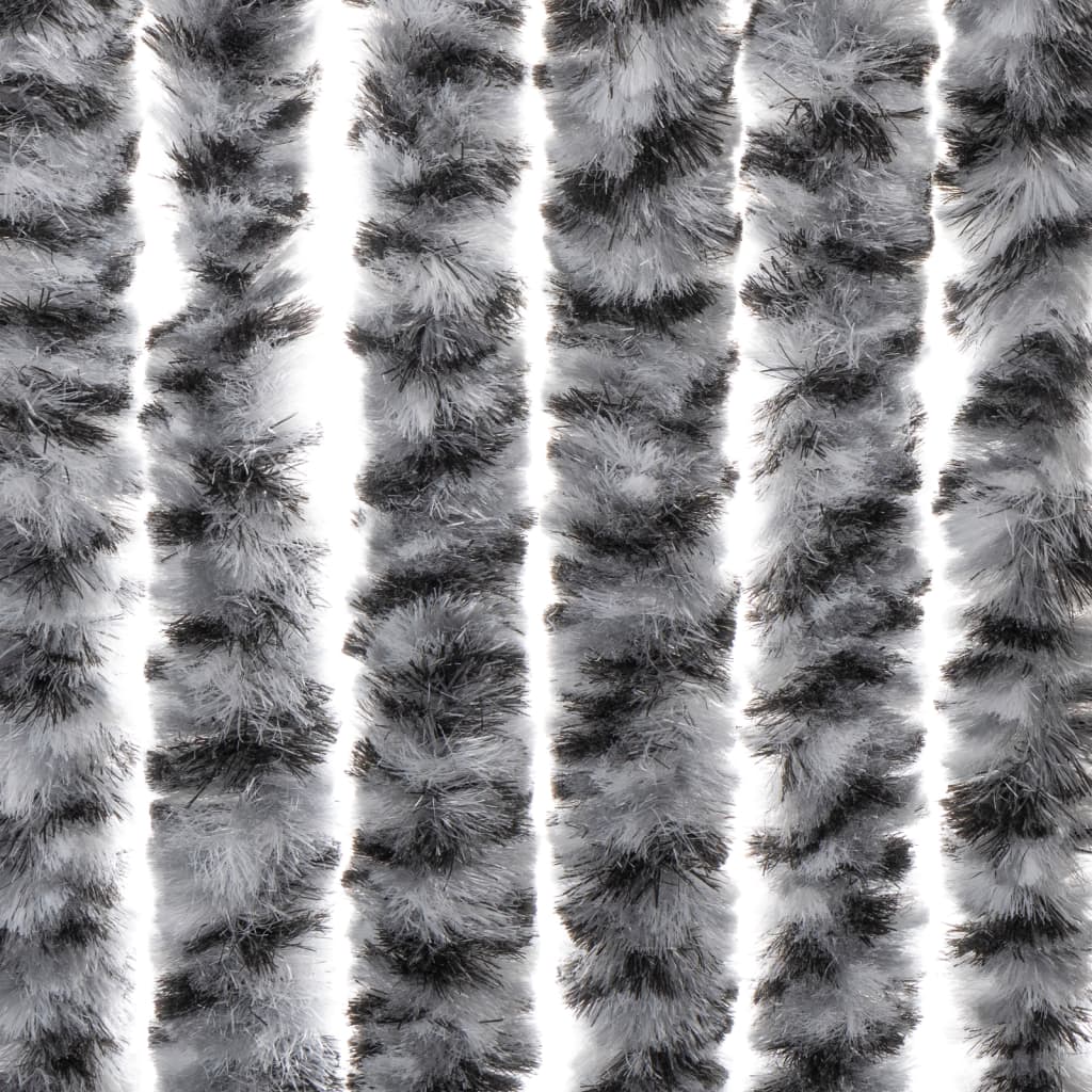Vliegengordijn 118x220 cm chenille grijs en zwart-wit