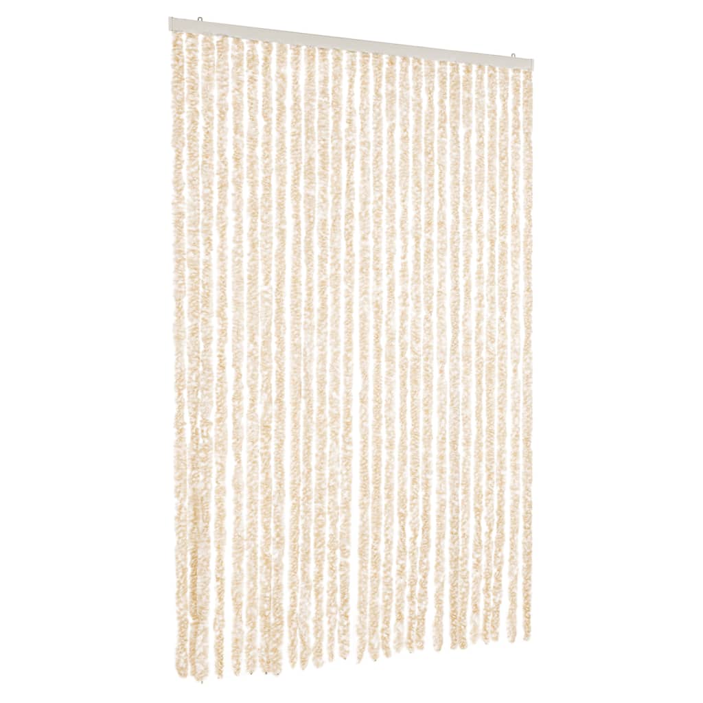 Vliegengordijn 118x220 cm chenille beige en wit
