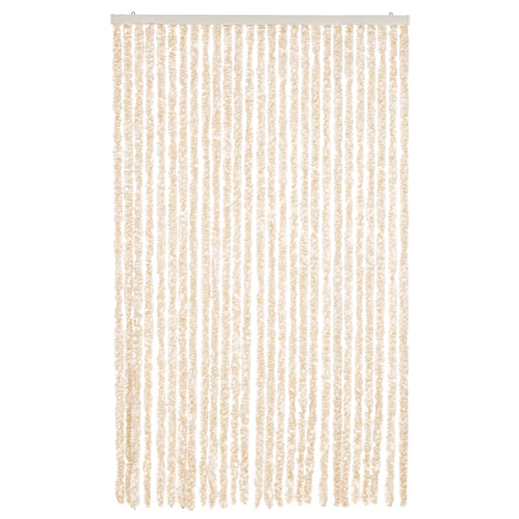 Vliegengordijn 118x220 cm chenille beige en wit