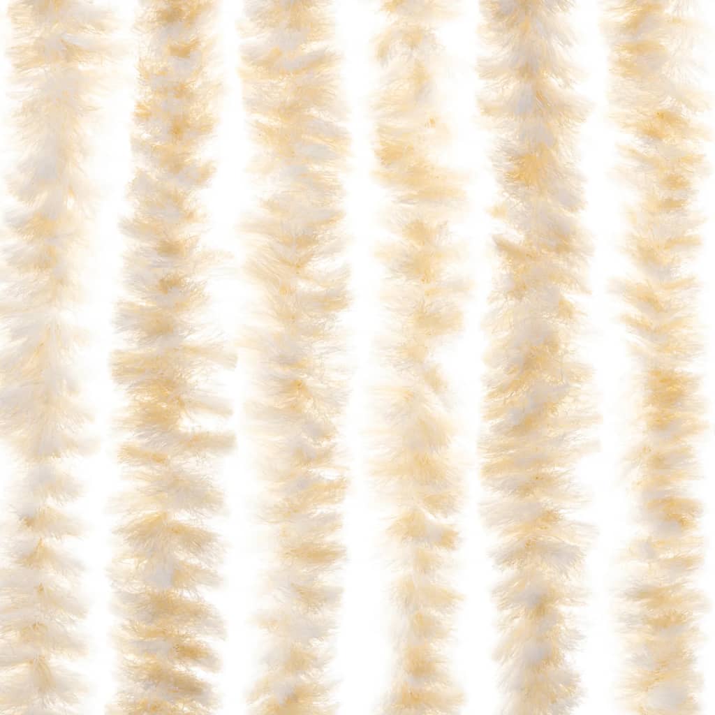 Vliegengordijn 118x220 cm chenille beige en wit
