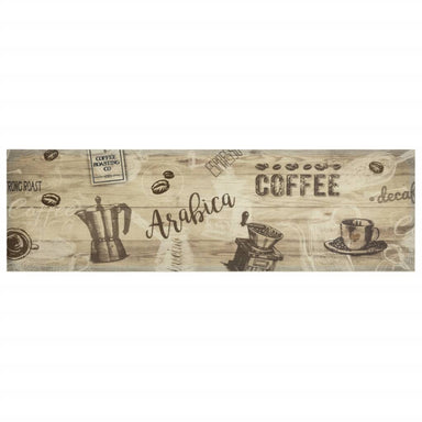 Keukenmat wasbaar koffieprint 45x150 cm fluweel bruin