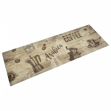 Keukenmat wasbaar koffieprint 60x180 cm fluweel bruin