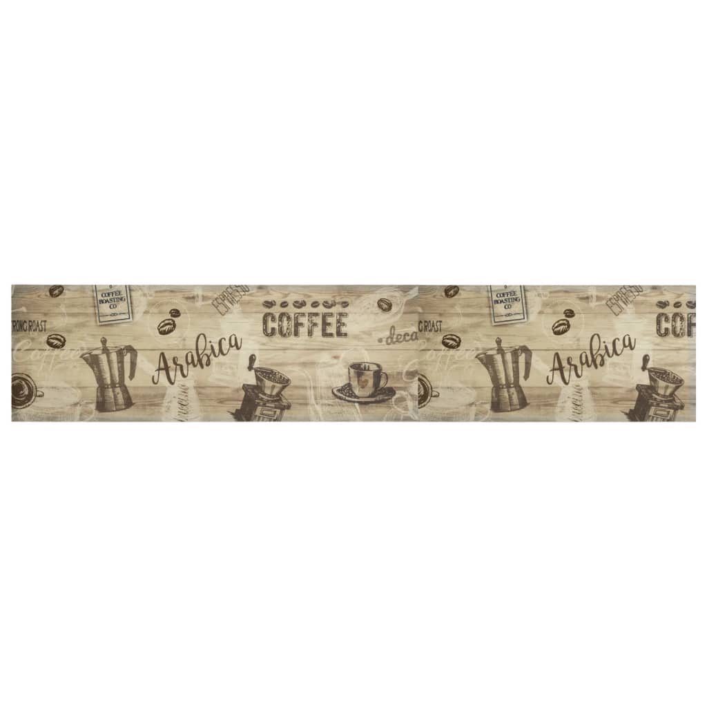 Keukenmat wasbaar koffieprint 60x300 cm fluweel bruin
