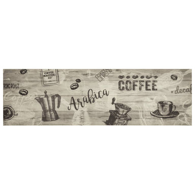 Keukenmat wasbaar koffieprint 45x150 cm fluweel grijs