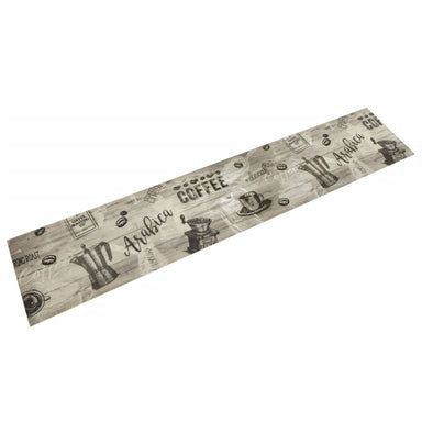 Keukenmat wasbaar koffieprint 60x300 cm fluweel grijs