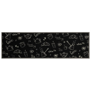 Keukenmat wasbaar ochtendprint 45x150 cm fluweel zwart