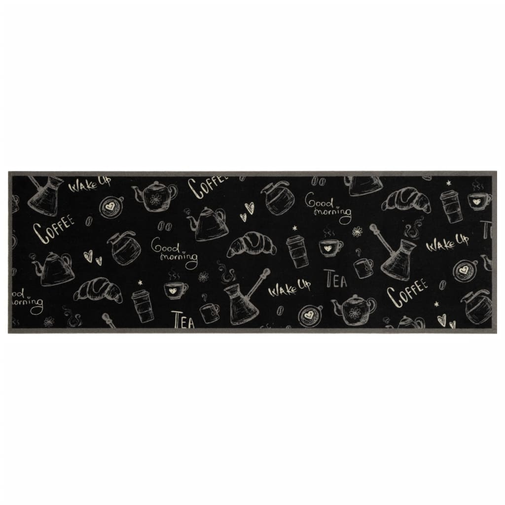 Keukenmat wasbaar ochtendprint 60x180 cm fluweel zwart