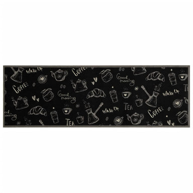 Keukenmat wasbaar ochtendprint 60x180 cm fluweel zwart