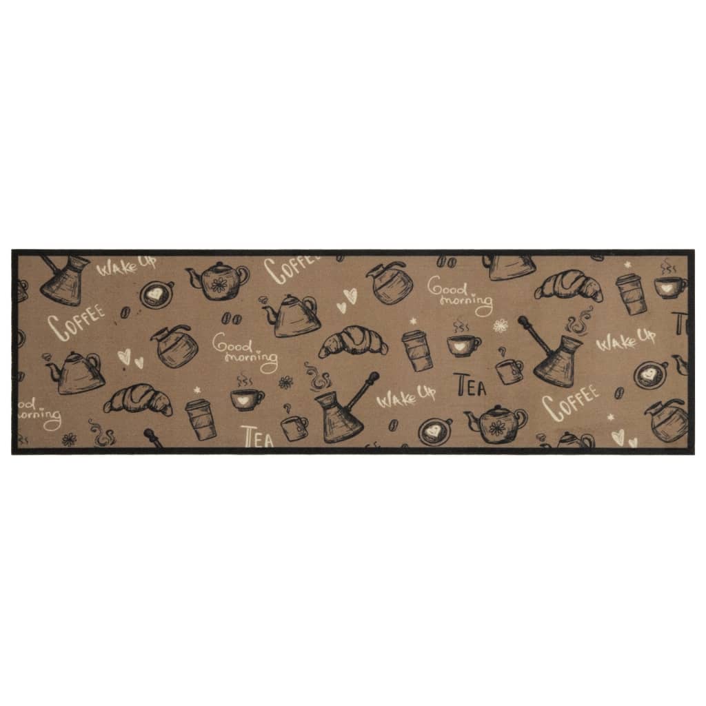 Keukenmat wasbaar ochtendprint 45x150 cm fluweel bruin
