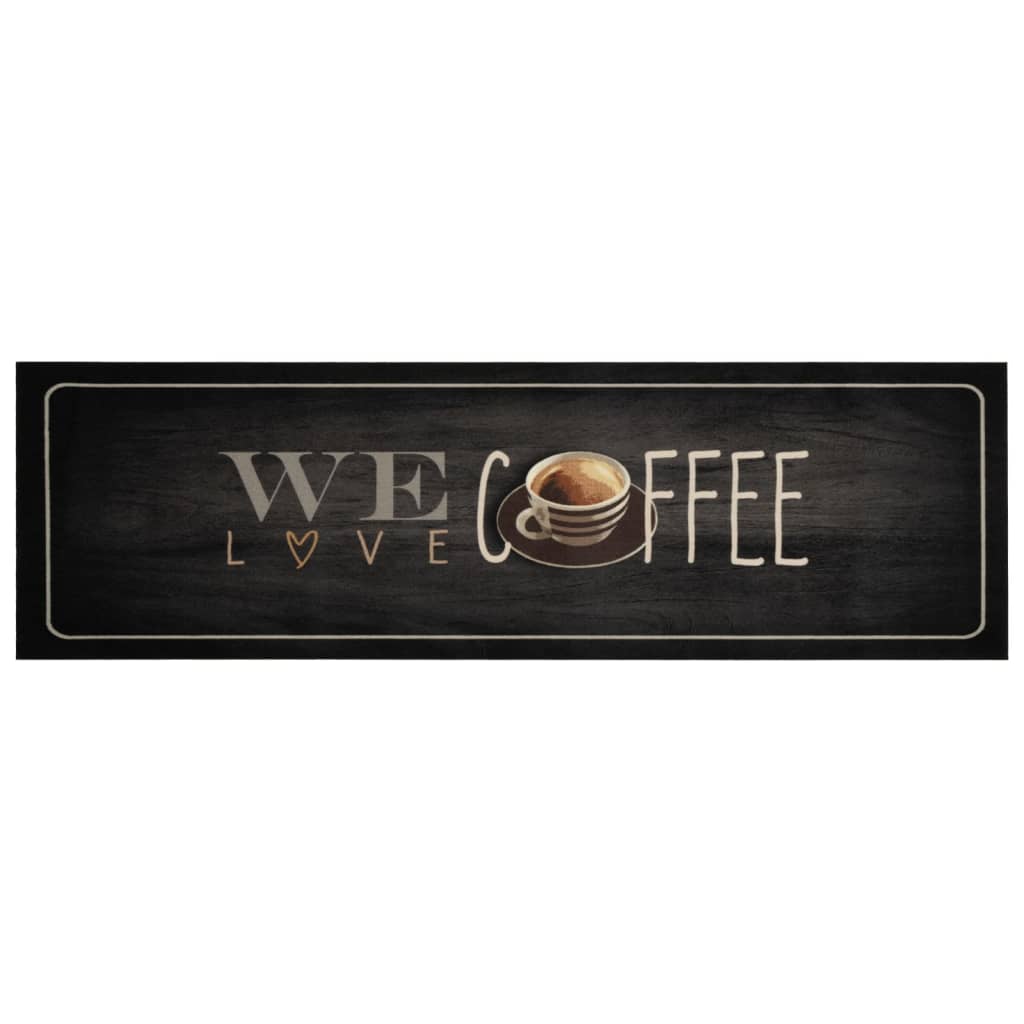 Keukenmat wasbaar koffietekst 45x150 cm fluweel