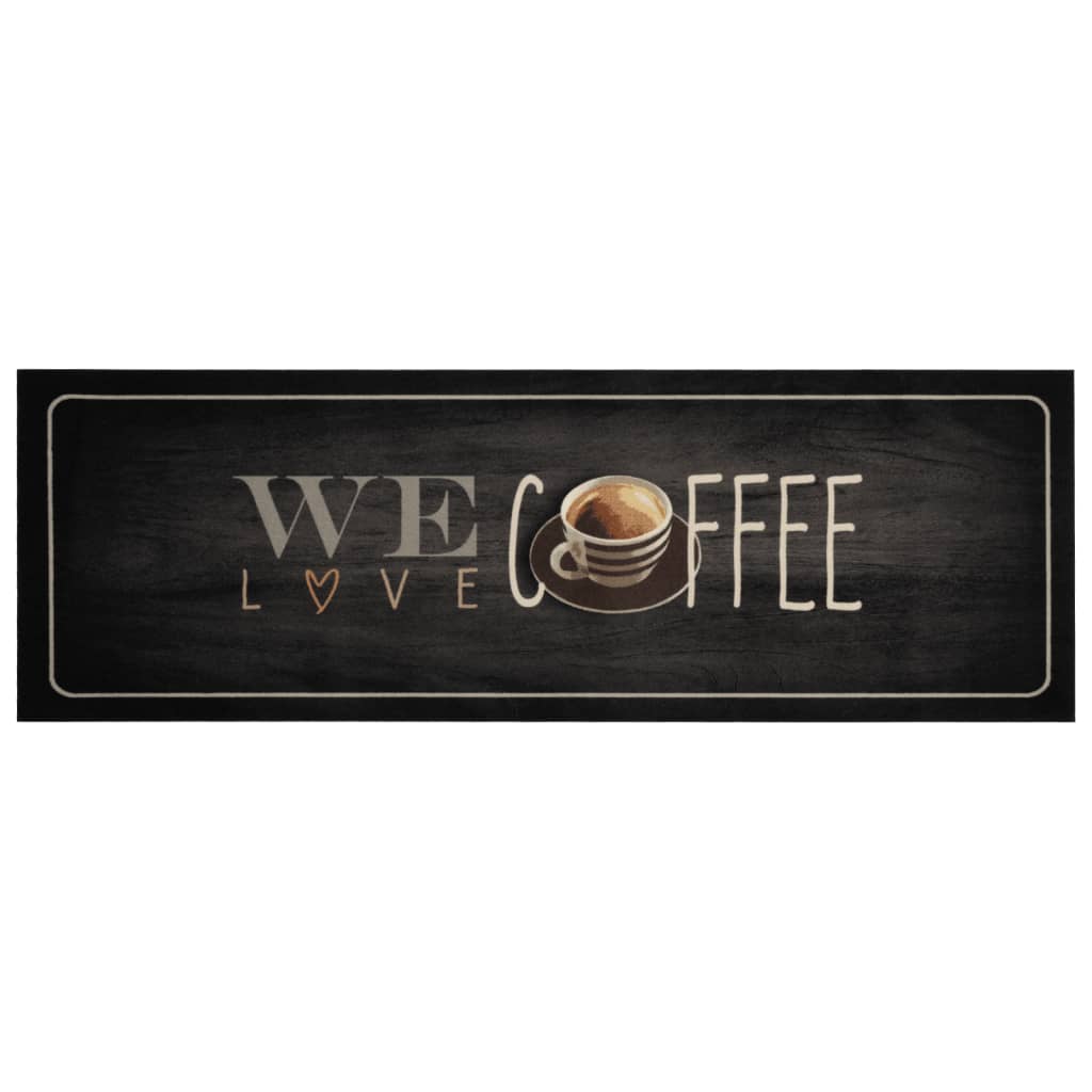 Keukenmat wasbaar koffietekst 60x180 cm fluweel