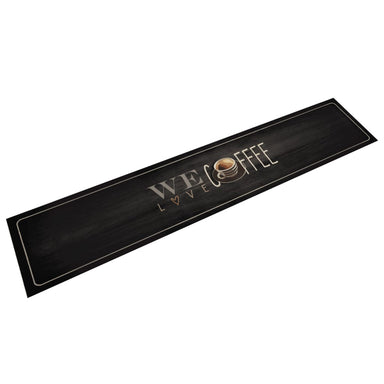 Keukenmat wasbaar koffietekst 60x300 cm fluweel