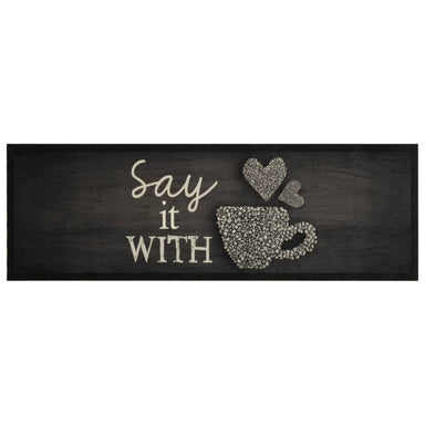 Keukenmat wasbaar kopjeprint 60x180 cm fluweel zwart